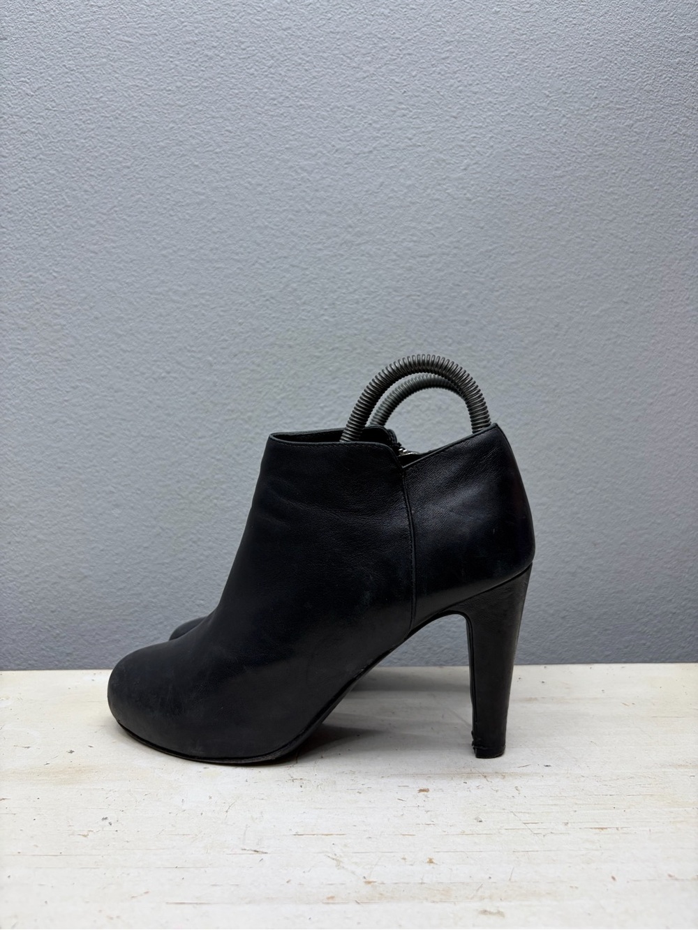 See By Chloe Black Leather Heeled Ankle Boots Size 37